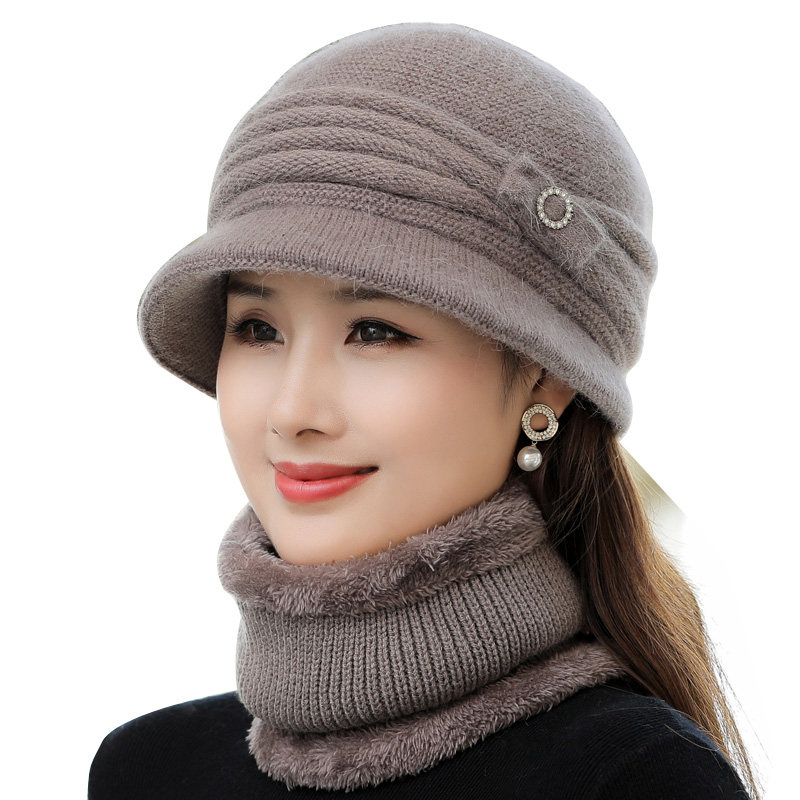 中老年人帽子女秋冬保暖针织毛线帽冬季新款老人妈妈奶奶老太太帽