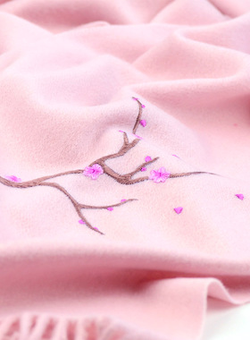 名古绣艺手工刺绣羊绒围巾