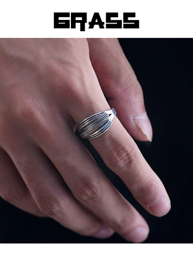 毐创情侣S925银潮流千叶重叠纹