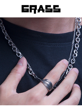 古巴钛钢链毐创锁骨链男生