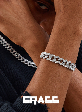 毐创通用镶钻古巴链嘻哈潮流满钻