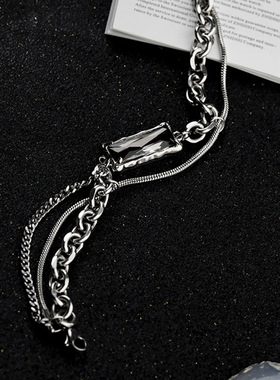 钛钢古巴手链男款高级感ins小众设计个性冷淡风手饰潮牌嘻哈男士