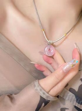 新中式白玉髓平安扣项链女款2024新款国潮小众设计手工编织送闺蜜