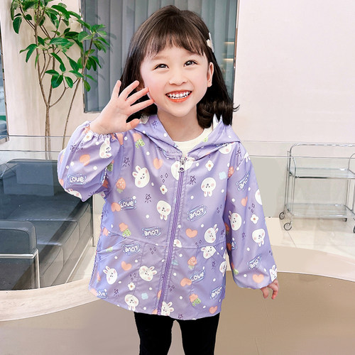 女童防水罩衣长袖洋气秋冬儿童羽绒服罩衫宝宝吃饭兜学生美术围裙 - 图0
