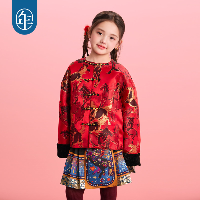 徐悲鸿联名年衣童装加绒唐装汉服冬季款儿童中式外套夹棉生肖年服,淘宝优惠券,粉丝福利购,淘宝优惠卷