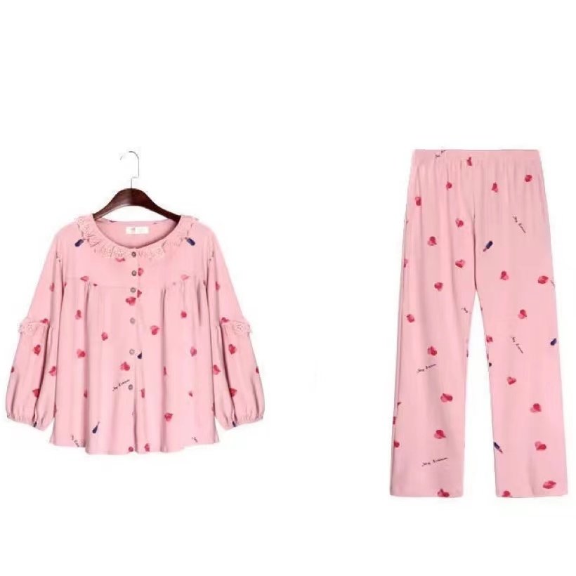 100%纯棉睡衣女夏季套装长袖大码韩版女士家居服春秋可外穿月子服,淘宝优惠券,粉丝福利购,淘宝优惠卷