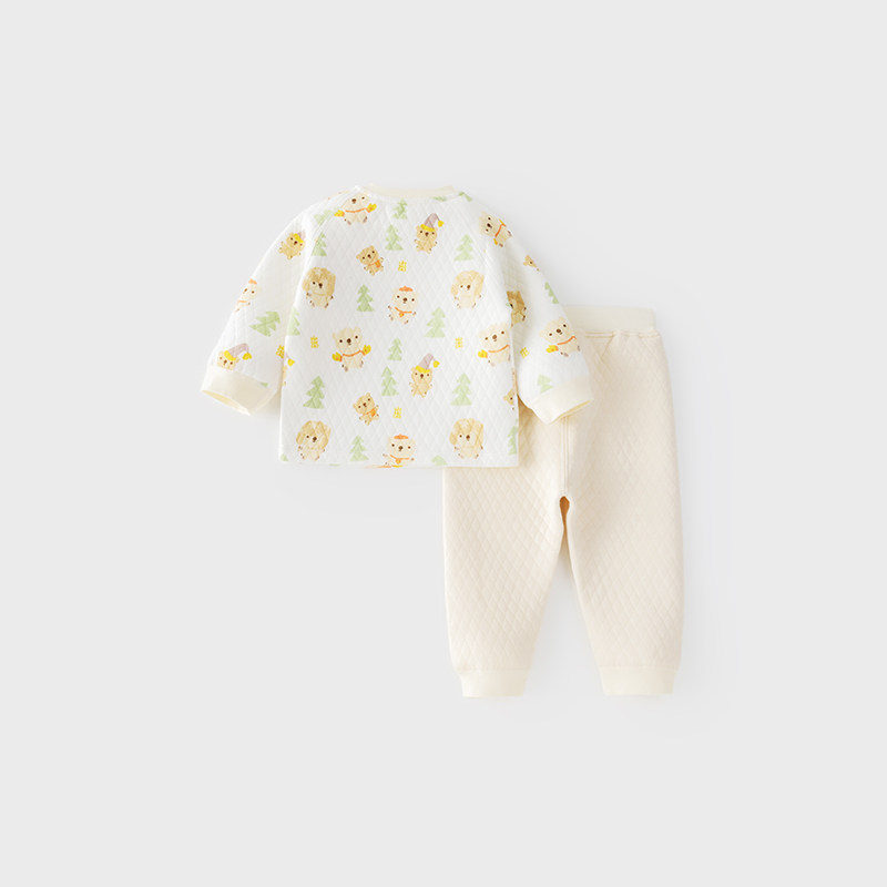 欢喜小熊婴儿内衣套装秋冬款男女宝宝三层夹棉衣服分体两件套秋装,淘宝优惠券,粉丝福利购,淘宝优惠卷