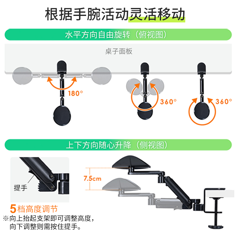 日本SANWA人体工学手臂托肘托鼠标垫腕托桌面延长胳膊支架可调节 - 图0