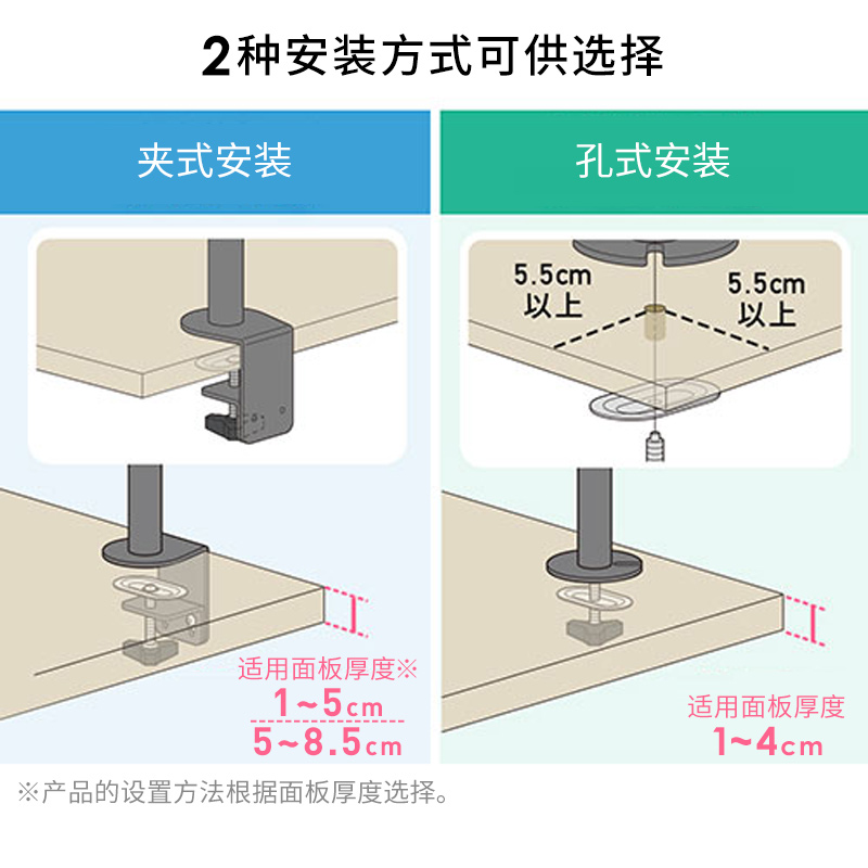 日本山业SANWA电脑显示器支架上下双屏调节臂立杆桌免打孔32英寸 - 图0