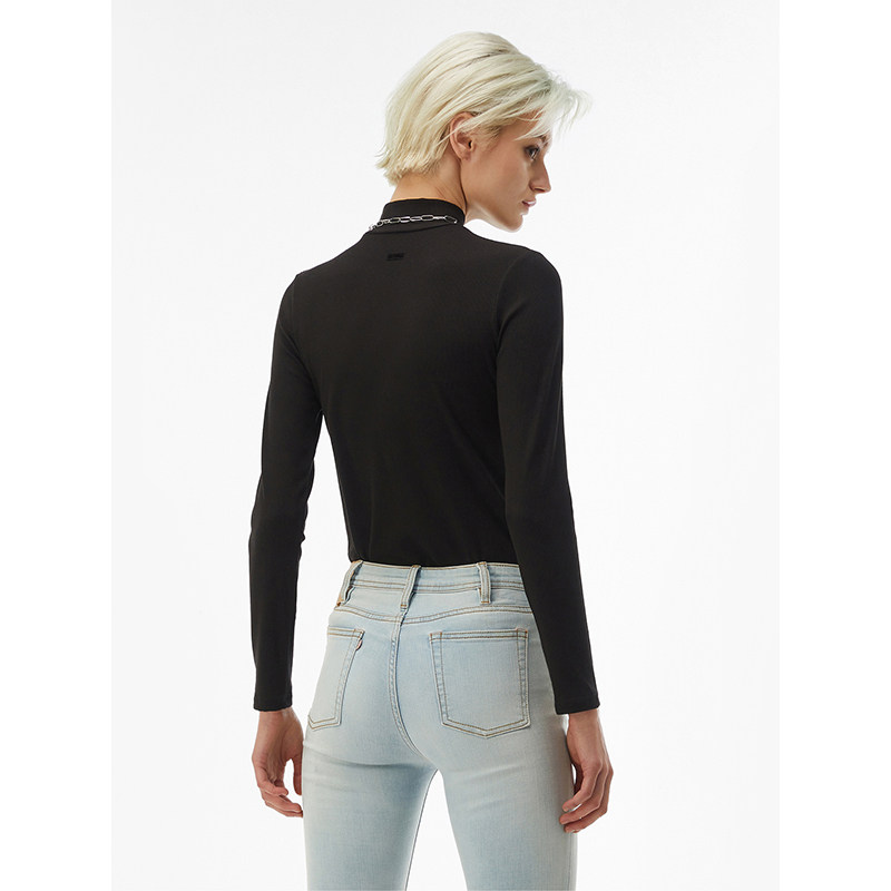 oranity悟然黑色半高领打底衫t恤 悟然T恤