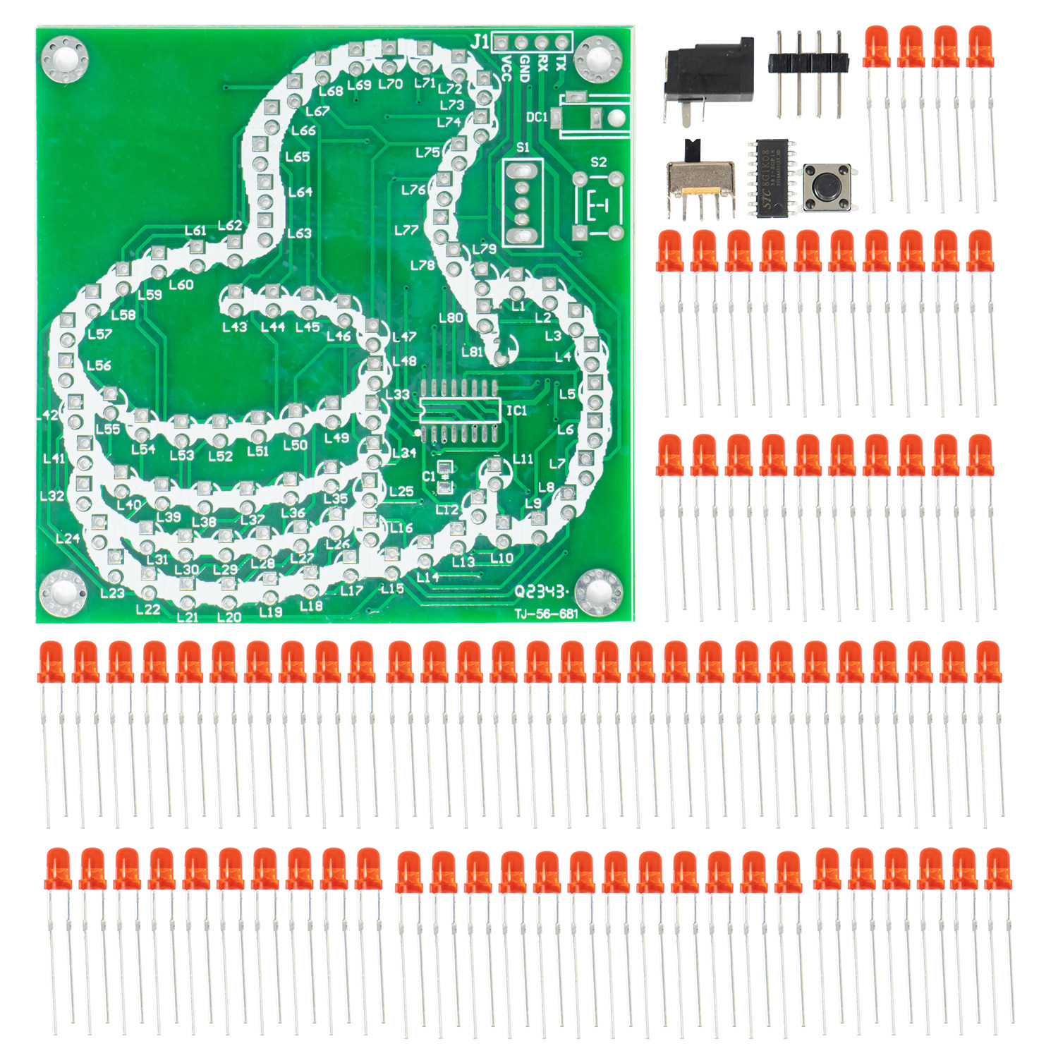 81LED拇指灯牌流水灯套件趣味单片机制作焊接练习电路板TJ-56-681,淘宝优惠券,粉丝福利购,淘宝优惠卷