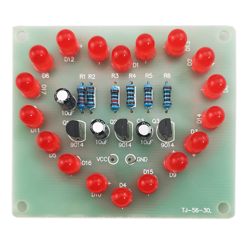 18只LED心形灯套件循环闪烁DIY电子制作焊接练习电路板TJ-56-30 - 图3