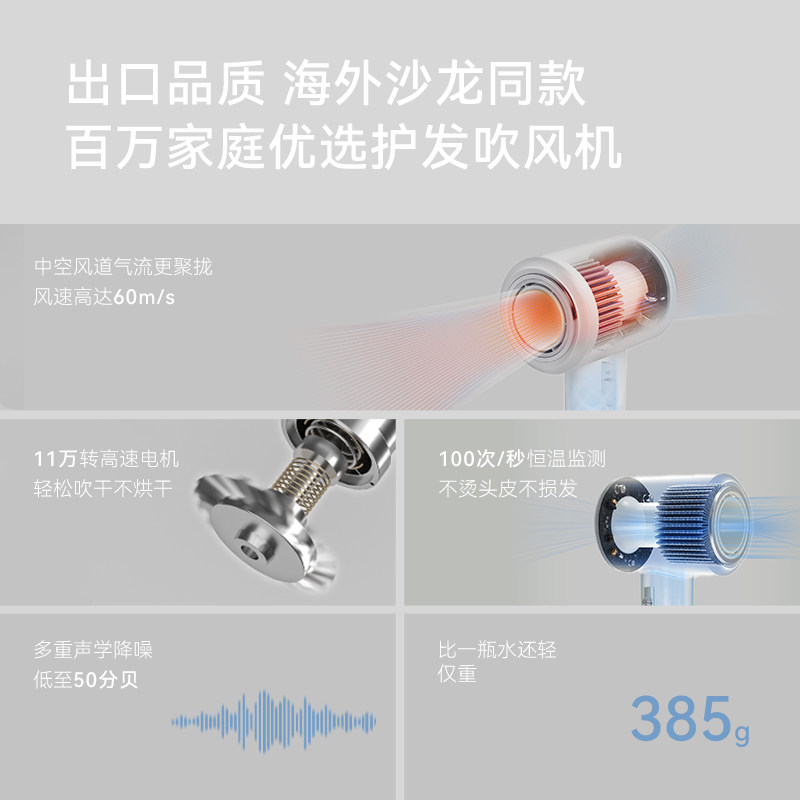 OLAYKS立时吹风机家用高速等离子负离子静音大风力恒温护发速干