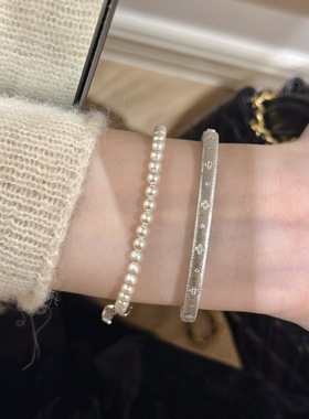 Vintage中古麻花拉丝镶钻手环