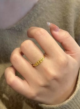 新中式古法金色五帝币铜钱币戒指