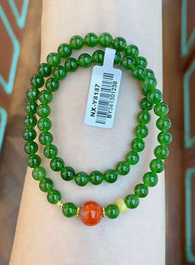 天然天山翠手串新中式国风两圈多层手链简约招财手饰配饰貔貅手绳