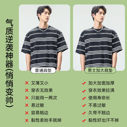 男士新款垫肩神器直角肩加大加厚无痕男女同款硅胶肩垫肩膀垫肩贴 - 图1