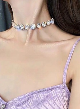 繁花辛芷蕾李李同款项链轻奢时尚水钻短款颈链性感百搭锁骨链