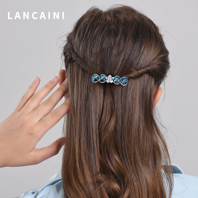 施华水晶高端定制款发夹大气弹簧夹 兰彩妮饰品发饰