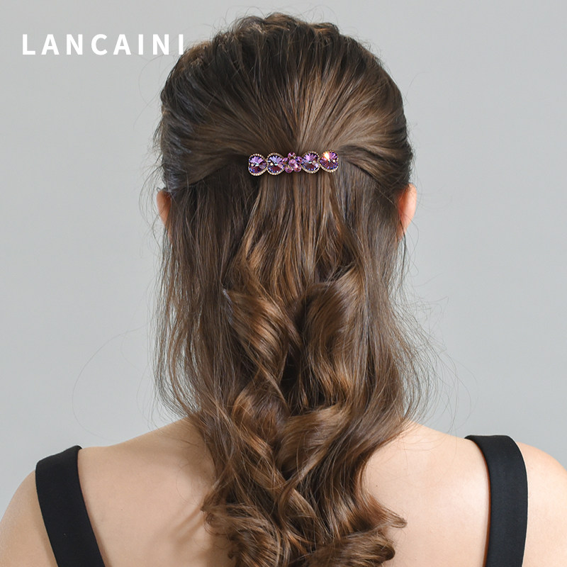施华水晶高端定制款发夹大气弹簧夹 兰彩妮饰品发饰