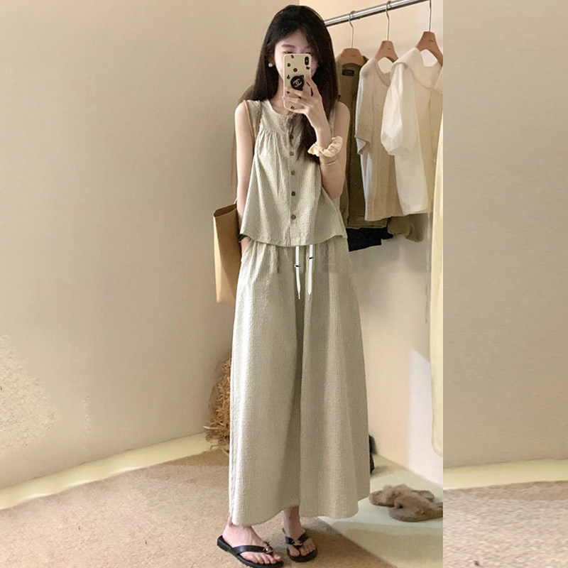 孕妇连衣裙套装夏2026新款条纹哺乳喂奶无袖衬衫上衣半身裙两件套,淘宝优惠券,粉丝福利购,淘宝优惠卷