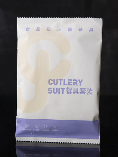 蛋糕刀叉纸袋生日餐具包装塑料自粘珠光袋一次性食品烘焙盘叉袋 - 图0