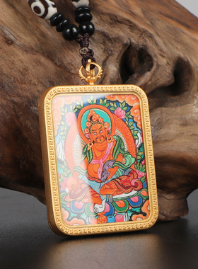 双面手绘唐卡吊坠纯铜嘎乌盒