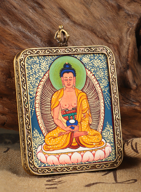 热贡纯手绘唐卡吊坠矿物颜料