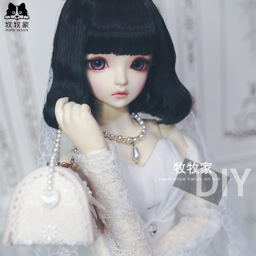 bjd SD DD MDD 1/3 1/4分叶罗丽娃娃软妹卷发头短发手改毛假发 - 图2