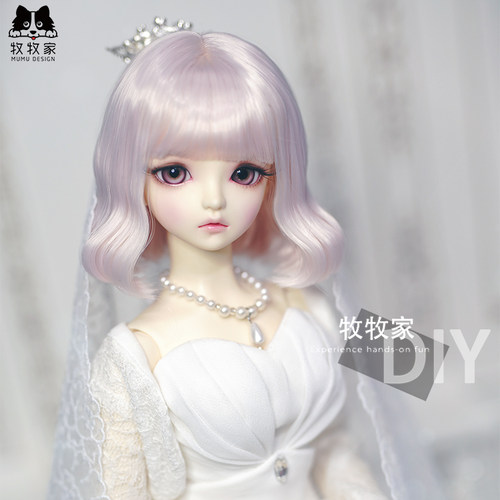 bjd SD DD MDD 1/3 1/4分叶罗丽娃娃软妹卷发头短发手改毛假发 - 图1