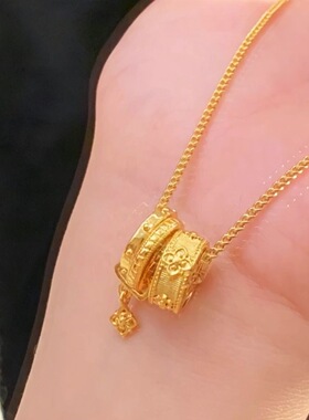 跑环珐琅宝相花项链轻奢简约百搭高级感女款饰品