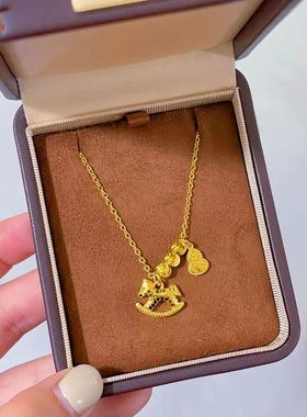 碎冰马上有钱小众锁骨链生肖盘缠项链礼物