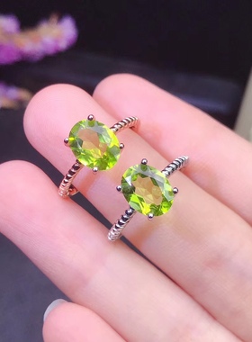 天然绿色宝石大气精工礼物戒指