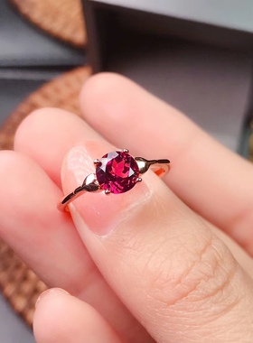 天然镁铝石榴石女戒指s925银托