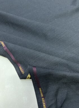 黑灰色精纺毛料高支斜纹布料 高档挺廓微弹秋男女西装面料290克