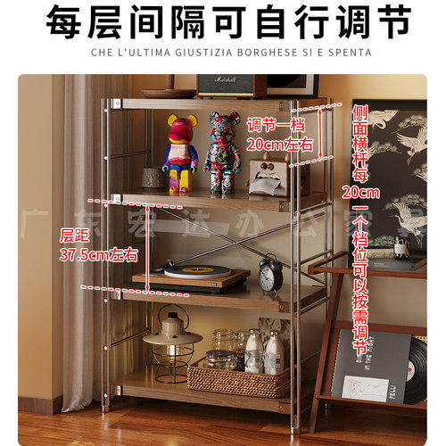 中古置物架客厅书架厨房微波炉储物架落地多层卧室家用日式收纳架 - 图0