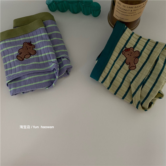 软糯小熊熊/条纹复古小奶熊内裤女生可爱包臀柔软莫代尔三角学生,淘宝优惠券,粉丝福利购,淘宝优惠卷