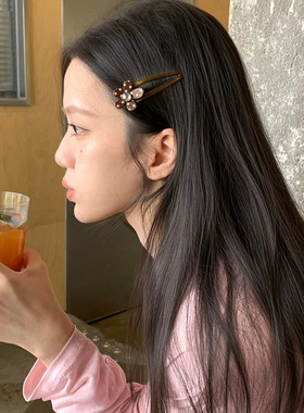 韩系甜美复古波点花朵发夹女