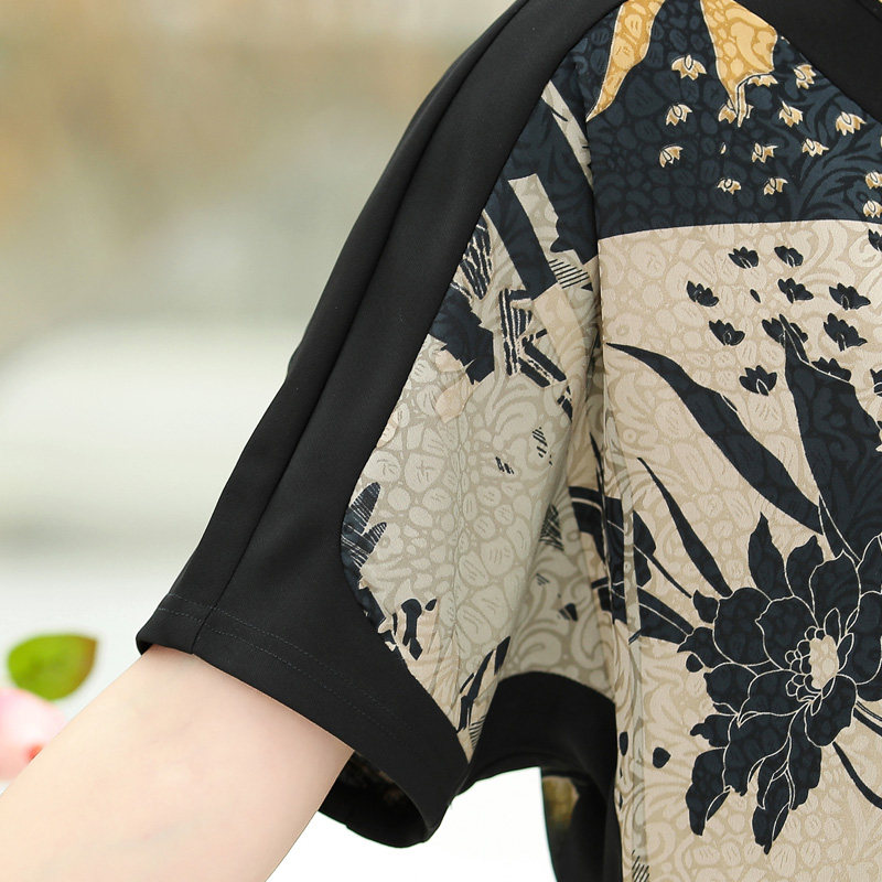 中年女夏装洋气短袖2021新款上衣 雪中花女装中老年女装