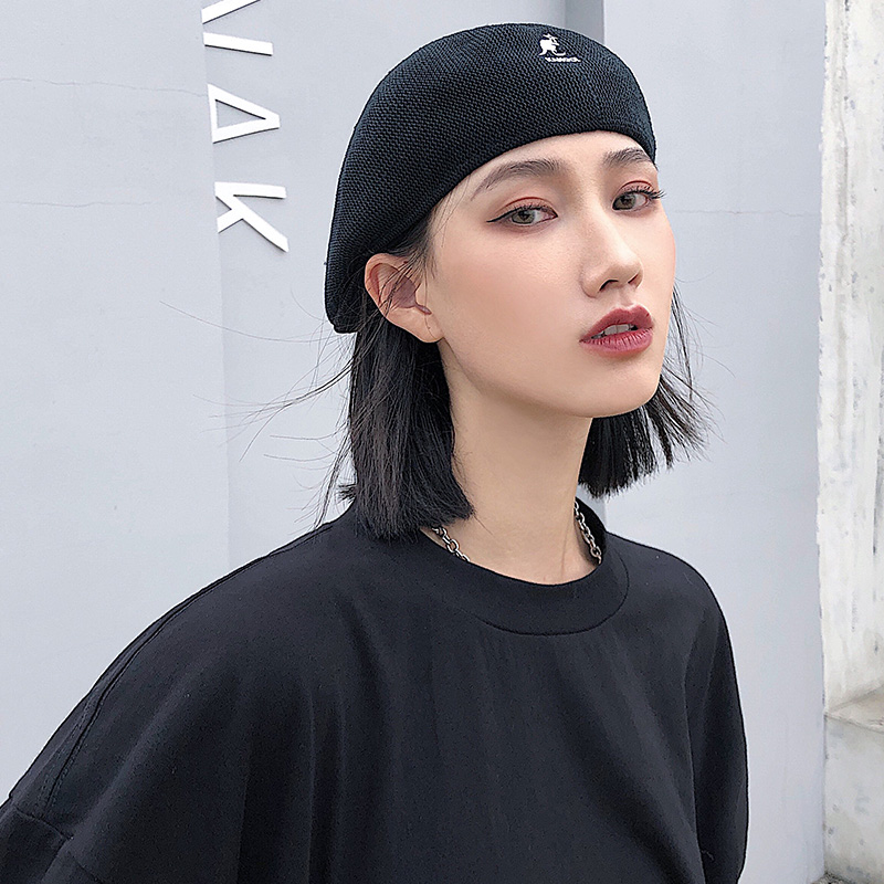 画蔻旗舰店英伦复古黑色反戴贝雷帽女韩版潮牌ins潮人男生秋季时尚帽子日系0