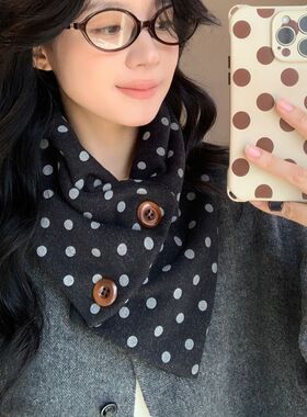 小松奈奈同款波点三角护颈围巾