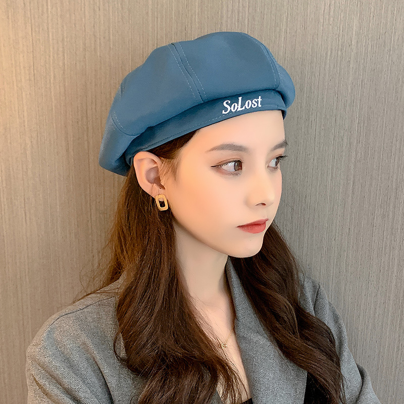 画蔻旗舰店贝雷帽女潮PU皮韩版复古英伦秋冬季多功能反戴八角帽鸭舌报童帽子1