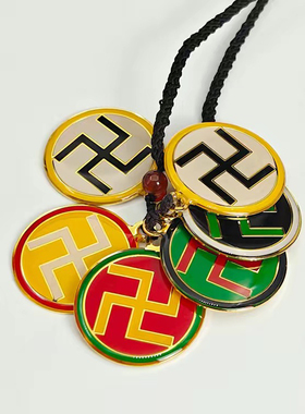 3cm单面潘氏万字符六龙御天五行吊坠金木水火土汽车挂件能量饰品