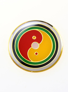 黄铜三厘米的手机贴黄白套黑三元太极图自粘胶贴三圈太极五行贴