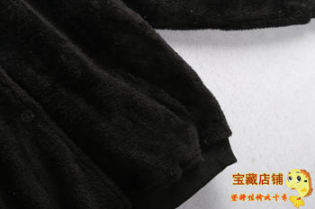 1636 Plush Cardigan Jacket ລະດູຫນາວໃຫມ່ Round Neck Black Button Versatile Long Sleeve Knitted Wool Sweater Foreign Trade