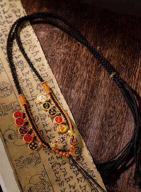 藏式吊坠绳民族风手搓棉线编绳