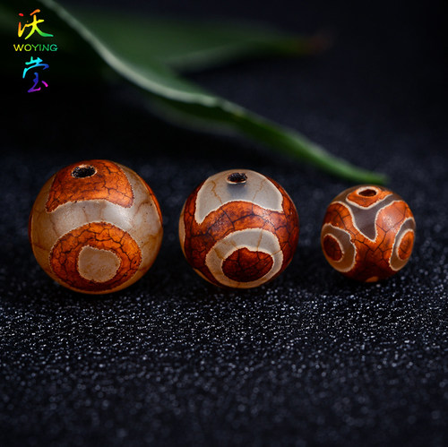 沃莹藏式三眼天珠玛瑙圆珠散珠金刚星月菩提配件DIY佛珠手串配饰 - 图0