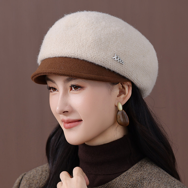女士秋冬季保暖鸭舌帽贝雷帽毛线帽女款帽子新款加厚女帽妈妈洋气,淘宝优惠券,粉丝福利购,淘宝优惠卷