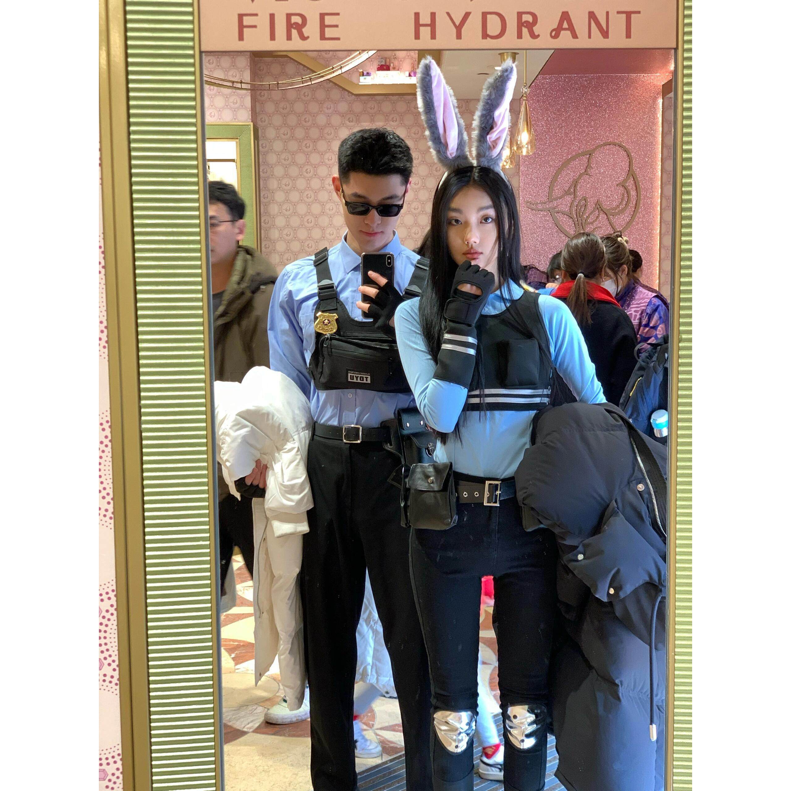 男款朱迪警官！大码万圣节cos服装成人兔子女警同款上衣裤子套装 - 图0