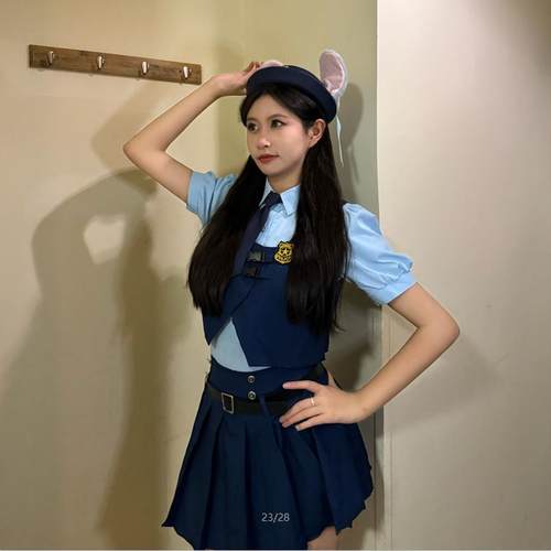 甜妹！朱迪cos服装「兔子警官」JK百褶裙成人女款衣服穿搭万圣节 - 图0